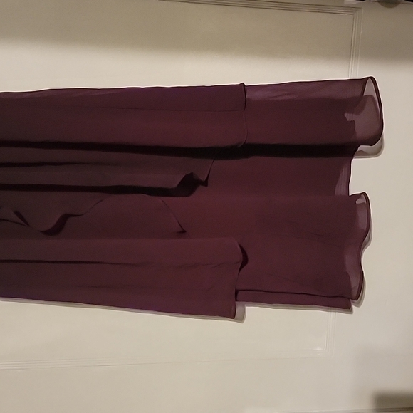 SLNY Fig Burgundy Dress Size 8 Chiffon Woman's Sheath Dressy r27 - Picture 5 of 12
